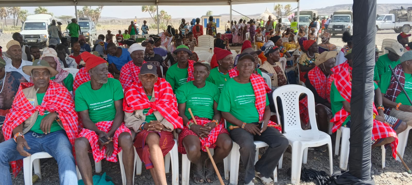 Community elders and women gathered for a conservation meeting